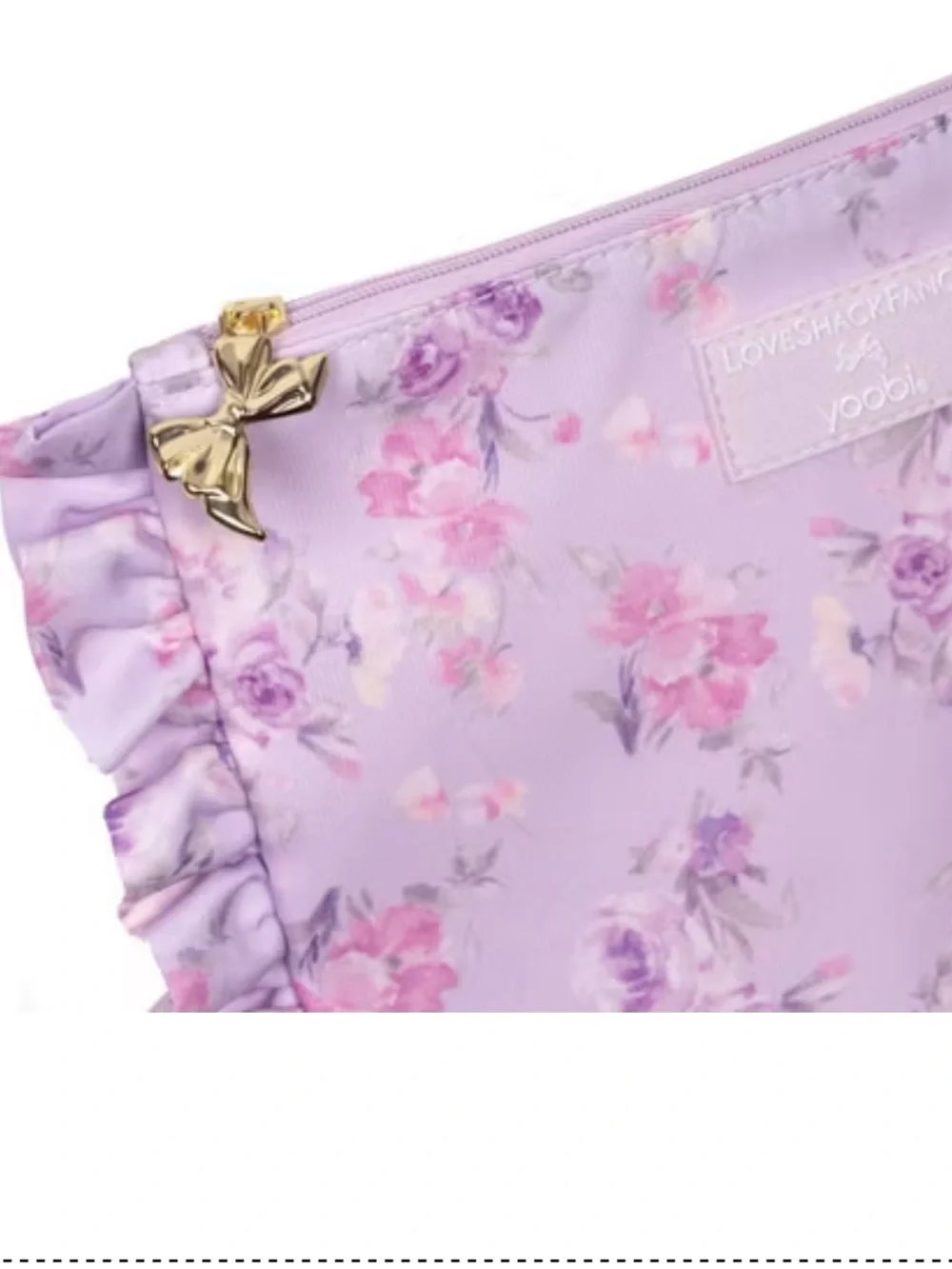 New LoveShackFancy x Target - Lavendar Floral Bow Zip Pouch /Clutch with Ruffles